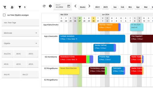 Belegungsplan mit Filterfunktionen